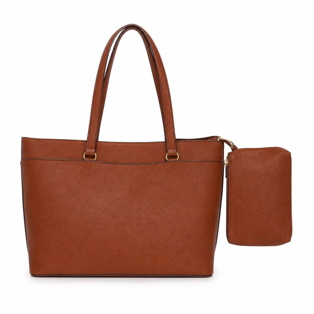 Anne Klein Hazelnut Brown AK Tote Bag with Pouch AKH6490 NWT - Picture 3 of 6